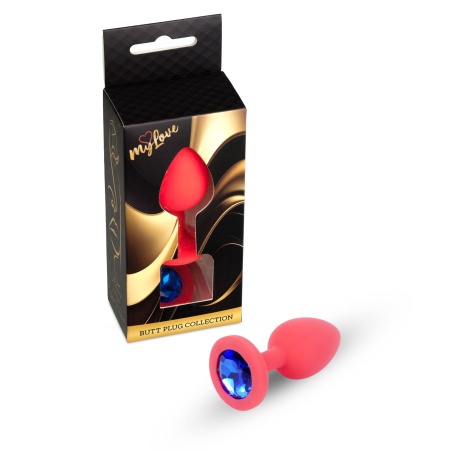 Biżuteria analna Jewellery Red Silicone Plug Medium - anatomiczny korek silikonowy z wąską szyjką, 8 cm x 3,5 cm - 8