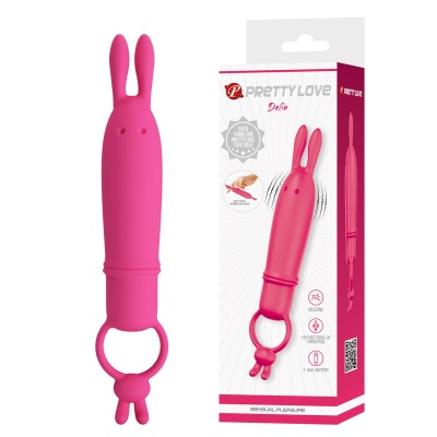 Wibrator króliczek Delia z uchwytem pierścieniowym, 20,5 cm - 1
