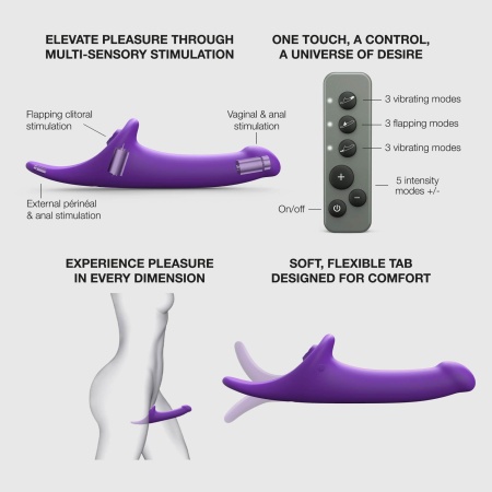 Multi Orgasm Dildo L Fioletowy - 3 niezależne silniki, matowy silikon, 26,5 x 5,9 x 7,16 cm - 4