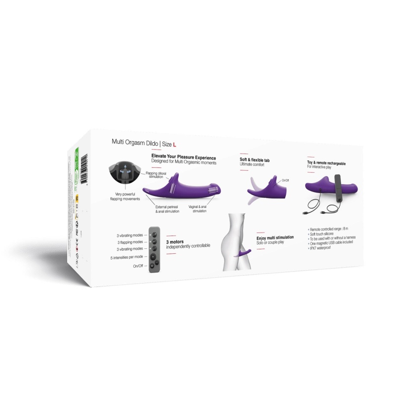 Multi Orgasm Dildo L Fioletowy - 3 niezależne silniki, matowy silikon, 26,5 x 5,9 x 7,16 cm - 9