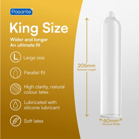 Prezerwatywy Pasante King Size – 20,5 cm długości, 6 cm szerokości - 3