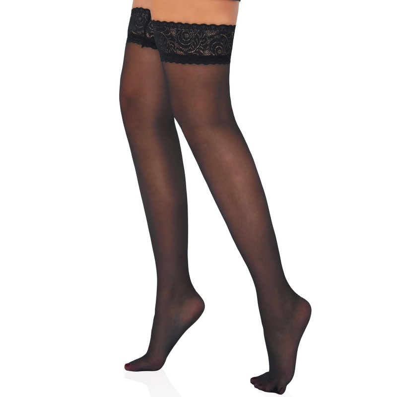 Satin Touch 20D Stay Ups Black - 5