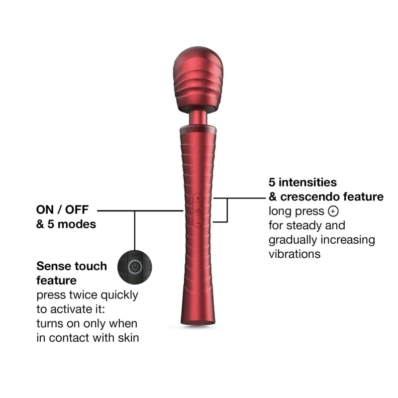 Masażer wibracyjny MAN.WAND EDGY VELVET RED - technologia Sense Touch, 5 trybów, IPX7, wymienne końcówki - 5