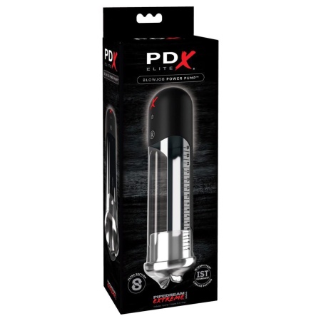 Automatyczna pompa penisowa PEE Blowjob Power Pump z 2 trybami ssania, przezroczystym cylindrem ze skalą pomiarową i silikonowym - 1