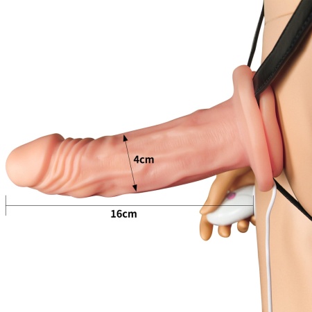 Wibrujący Uniseks Hollow Strap-On 6,5 cala (16,5 cm) Różowy - 2