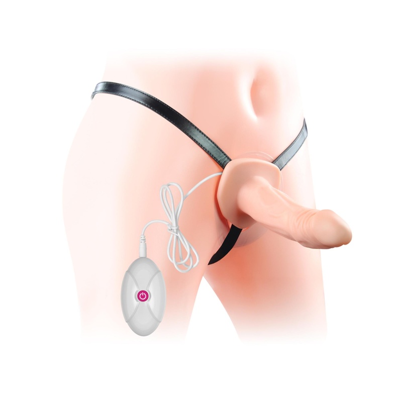 Wibrujący Uniseks Hollow Strap-On 6,5 cala (16,5 cm) Różowy - 4