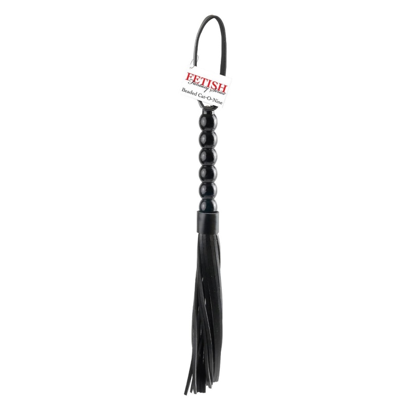 FETISH FANTASY SERIES BEADED CAT-O-NINE TAILS BLACK - 4