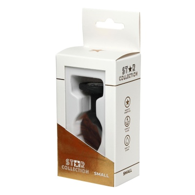 Star Collection - Black Silicone Anal Plug S - Clear Stone - 1