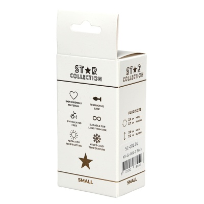 Star Collection - Black Silicone Anal Plug S - Clear Stone - 1 2