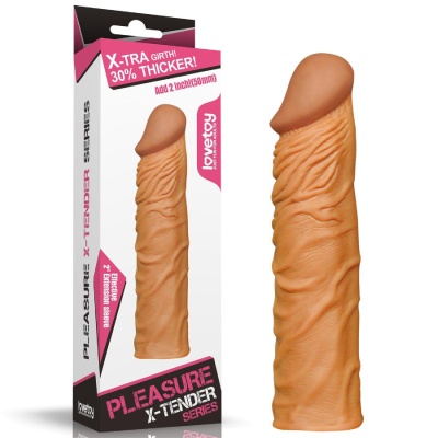 Nakładka na penisa Pleasure X Tender 18 cm brązowa - 1