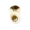 Korek analny Jewellery Gold PLUG Green - stal nierdzewna, profil bulwiasty z wąską szyjką i podstawą z kamieniem, długość 7 cm, - 5