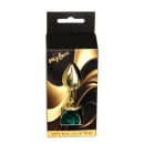 Korek analny Jewellery Gold PLUG Green - stal nierdzewna, profil bulwiasty z wąską szyjką i podstawą z kamieniem, długość 7 cm, - 10