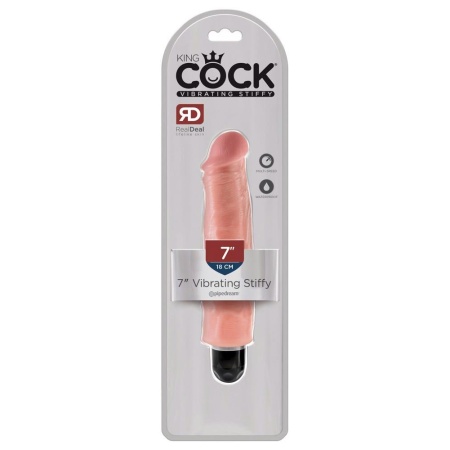 Wibrator King Cock 7" Vibrating Stiffy Light – realistyczna faktura, wyjmowany wibrobullet, wielostopniowa wibracja, 22 cm - 1