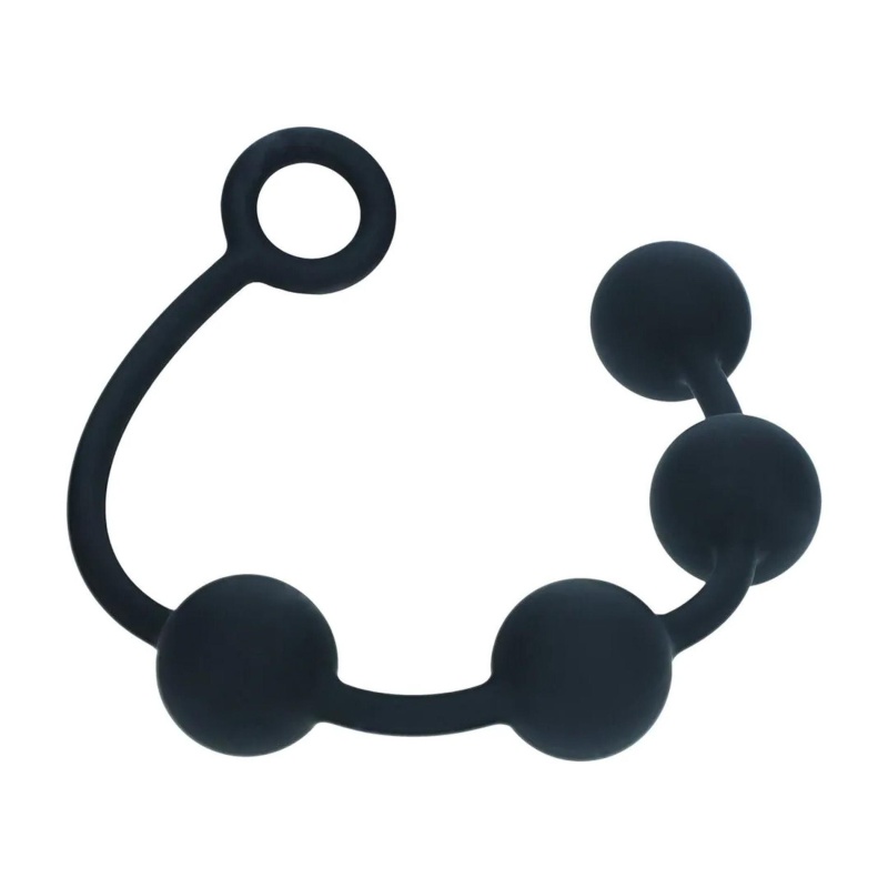 Round Silicone Anal Balls - L - 40mm - Black - 4
