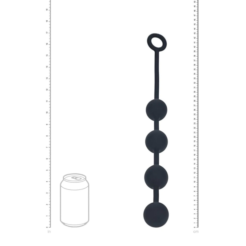 Round Silicone Anal Balls - L - 40mm - Black - 5