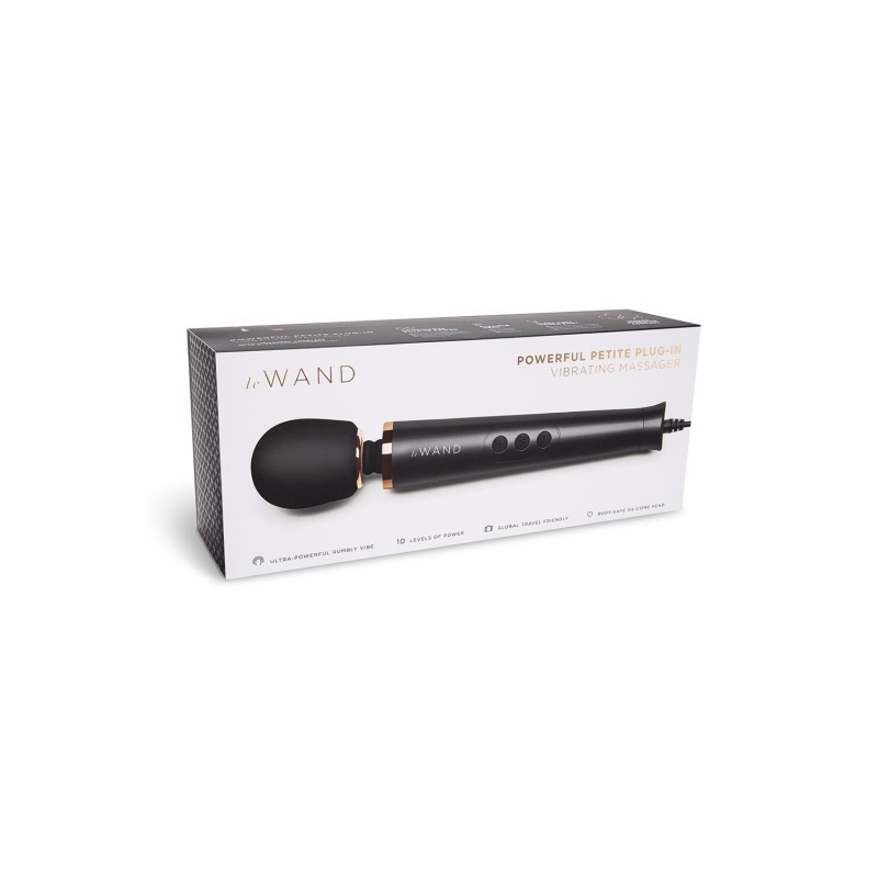 Masażer wandowy Powerful Petite Plug-In Black - przewodowy, silikonowa głowica, kabel 243 cm - 1