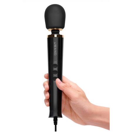 Masażer wandowy Powerful Petite Plug-In Black - przewodowy, silikonowa głowica, kabel 243 cm - 2