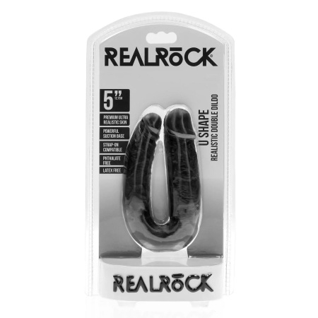 U Shaped Double Dildo 12,7 cm - Black - 2