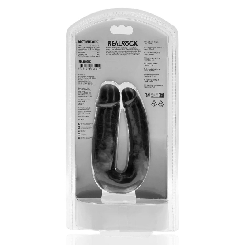 U Shaped Double Dildo 12,7 cm - Black - 3