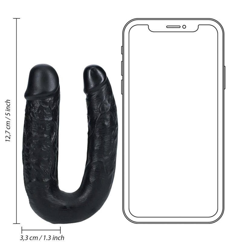 U Shaped Double Dildo 12,7 cm - Black - 7