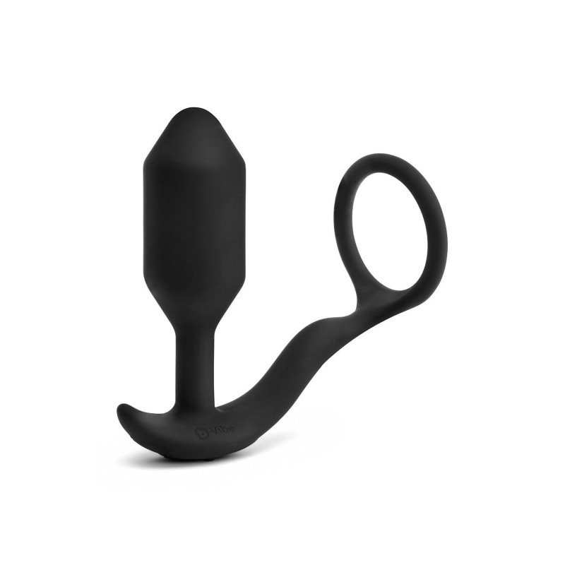 Korek analny z pierścieniem erekcyjnym Vibrating Snug & Tug M - wibrujący silikon, długość 13 cm, część wkładana 3 cm, pierścień - 2