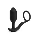 Korek analny z pierścieniem erekcyjnym Vibrating Snug & Tug M - wibrujący silikon, długość 13 cm, część wkładana 3 cm, pierścień - 2
