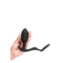 Korek analny z pierścieniem erekcyjnym Vibrating Snug & Tug M - wibrujący silikon, długość 13 cm, część wkładana 3 cm, pierścień - 3