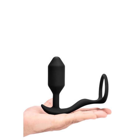 Korek analny z pierścieniem erekcyjnym Vibrating Snug & Tug M - wibrujący silikon, długość 13 cm, część wkładana 3 cm, pierścień - 4