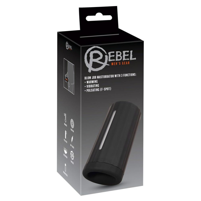 Masturbator Rebel Blow Job z 3 funkcjami — ogrzewanie, wibracje i pulsowanie, dł. 14,2 cm - 1