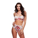 WHITE FLORAL & LACE BRA SET, M/L - 1