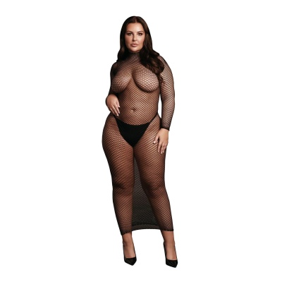 Long dress with fishnet structure and turtle neck. - 1