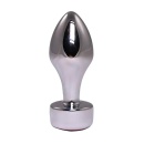 Srebrny butt plug z różowym diamentem - stal nierdzewna bez niklu, długość całkowita 7,7 cm, długość użytkowa 6 cm, średnica 2,8 - 2