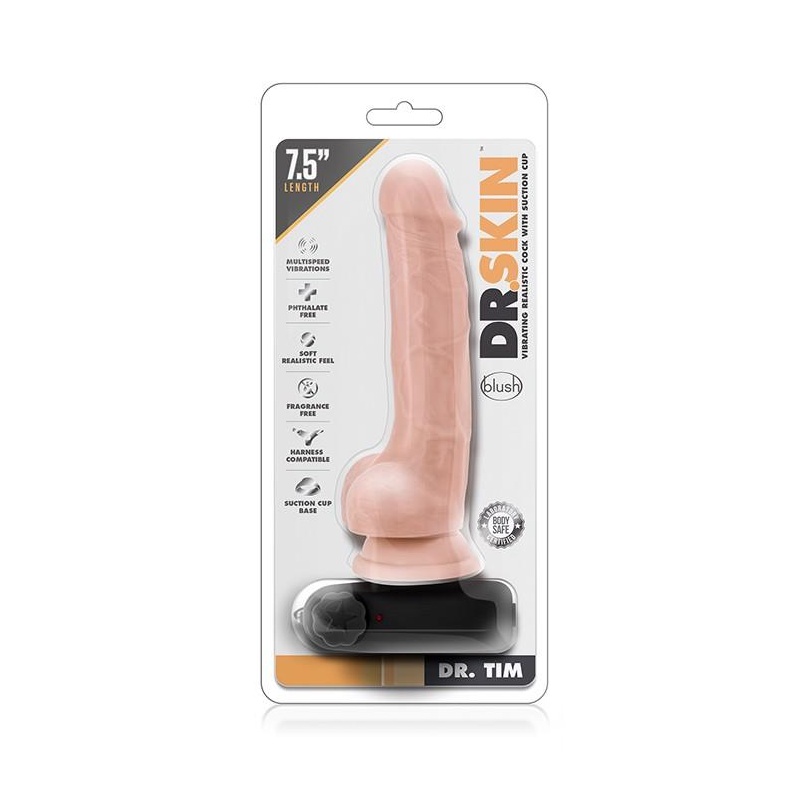 Wibrator realistyczny Dr. Tim 7,5 cala (19 cm) z przyssawką i wielobiegową regulacją wibracji - 1