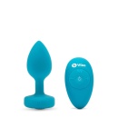 Korek analny b-Vibe Vibrating Jewel Plug S/M Teal - bezszwowy silikon medyczny z pilotem, długość użytkowa 7,6 cm - 2