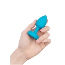 Korek analny b-Vibe Vibrating Jewel Plug S/M Teal - bezszwowy silikon medyczny z pilotem, długość użytkowa 7,6 cm - 4