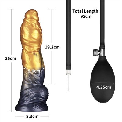 Nadmuchiwane Dildo 10 cali z silikonu podwójnej gęstości – Złoty Gradient (25.4 cm) - 1 2