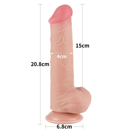 Dwuwarstwowy dildo Sliding Skin 20,8 cm naturalny - 2