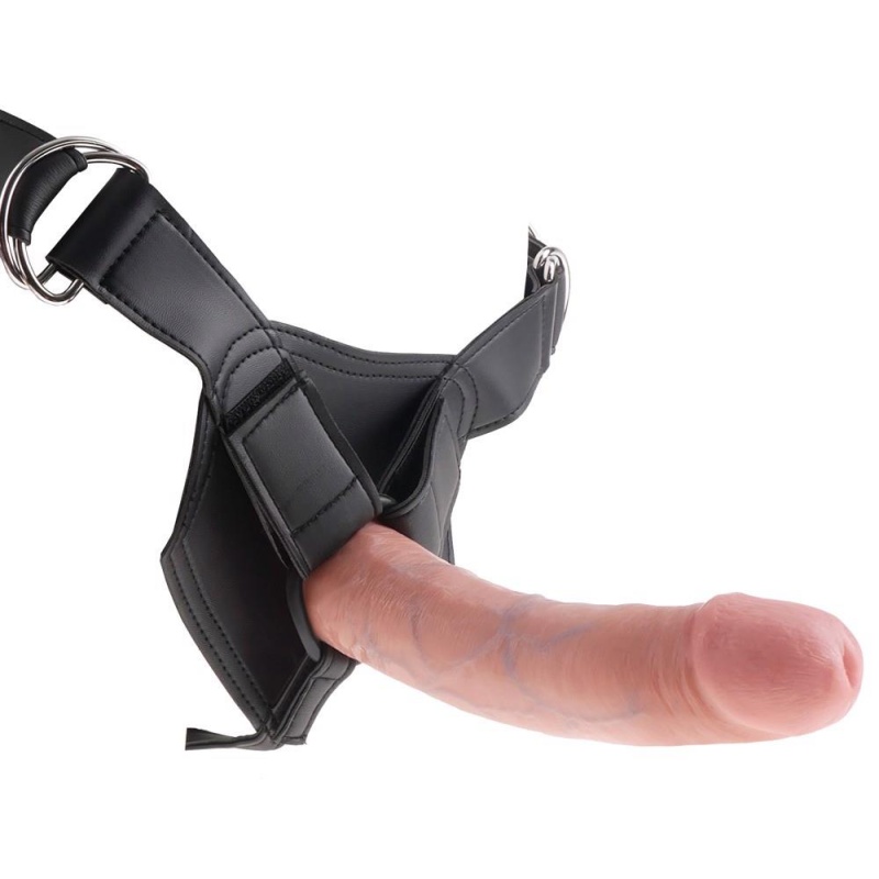 Uprząż z dildo King Cock Strap-On 8" — regulowany pas z 3 pierścieniami O, dildo 20,3 cm - 2