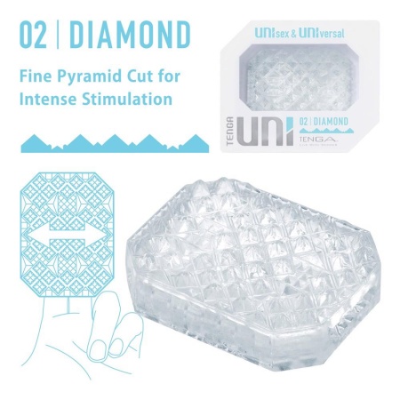 Uni Diamond - masturbator unisex i nakładka na palec, tekstura piramidalna, TPE, 6 cm - 2