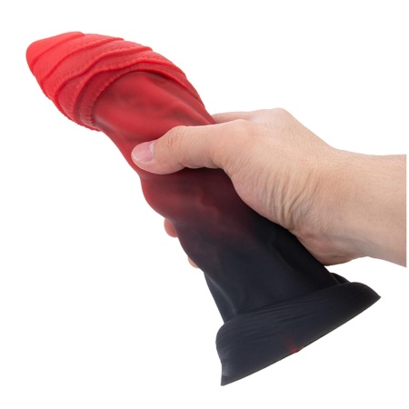 Dildo fantasy Infernal Goliath 25 cm z pofałdowaną teksturą i przyssawką - 5