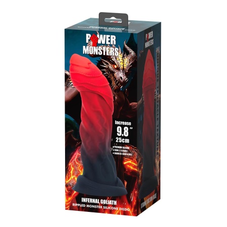 Dildo fantasy Infernal Goliath 25 cm z pofałdowaną teksturą i przyssawką - 7