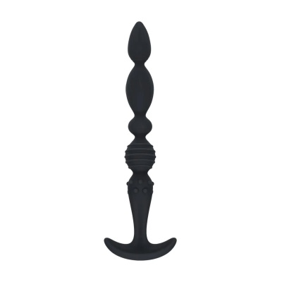Multi Textured Silicone Flared Anal Probe - Black - 1