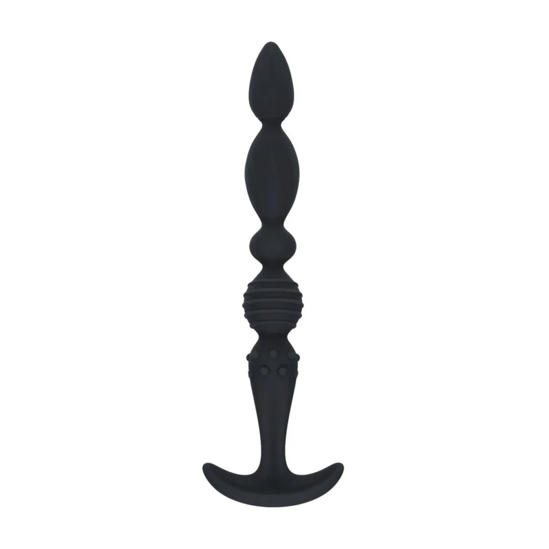 Multi Textured Silicone Flared Anal Probe - Black - 1