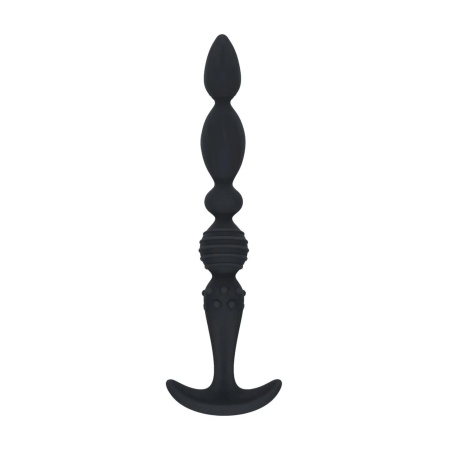 Multi Textured Silicone Flared Anal Probe - Black - 1