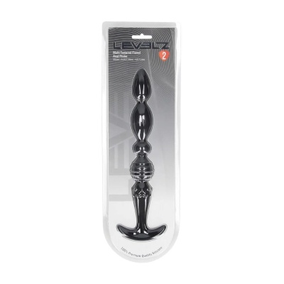Multi Textured Silicone Flared Anal Probe - Black - 1 2