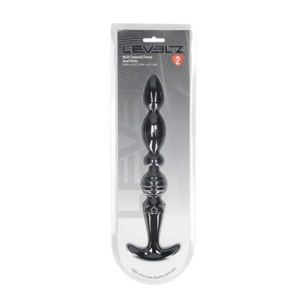 Multi Textured Silicone Flared Anal Probe - Black - 2