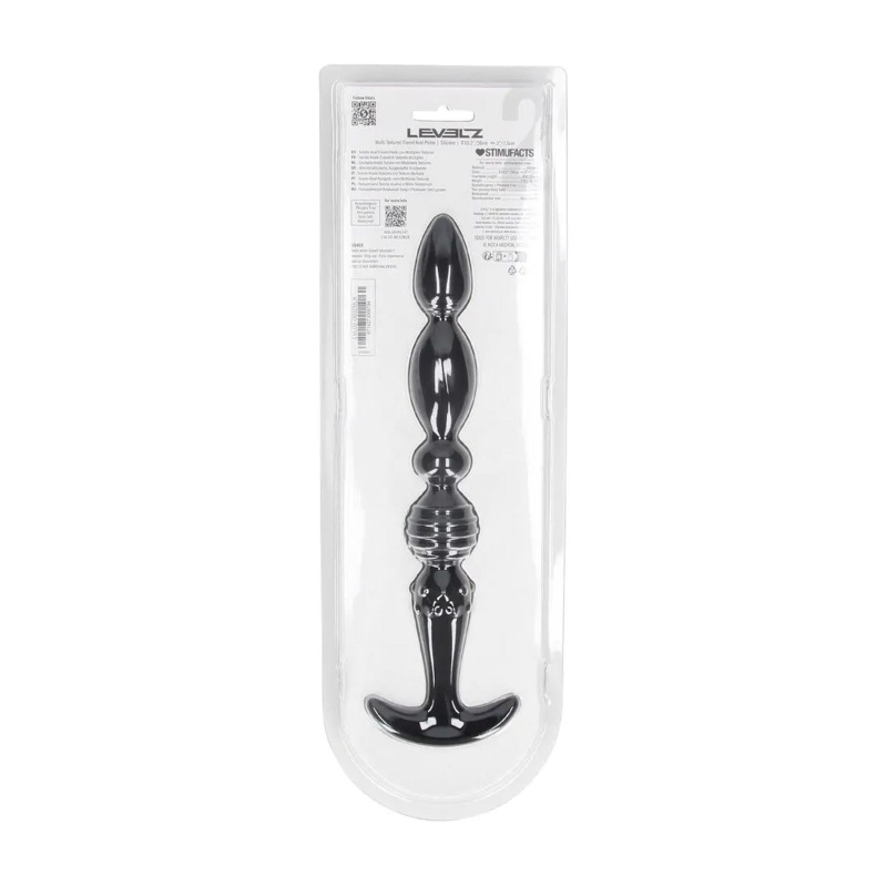 Multi Textured Silicone Flared Anal Probe - Black - 3
