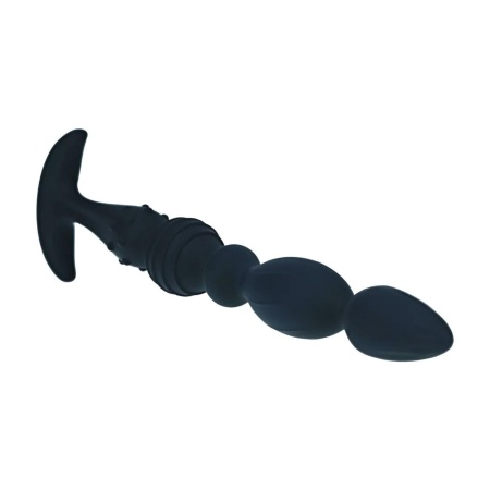 Multi Textured Silicone Flared Anal Probe - Black - 4
