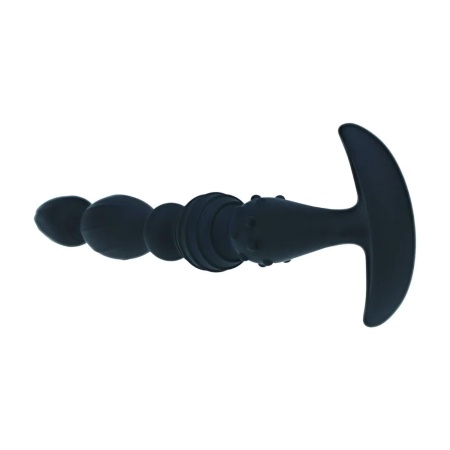 Multi Textured Silicone Flared Anal Probe - Black - 5