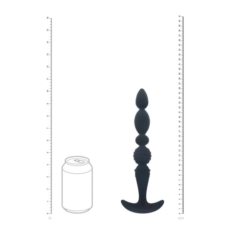 Multi Textured Silicone Flared Anal Probe - Black - 6